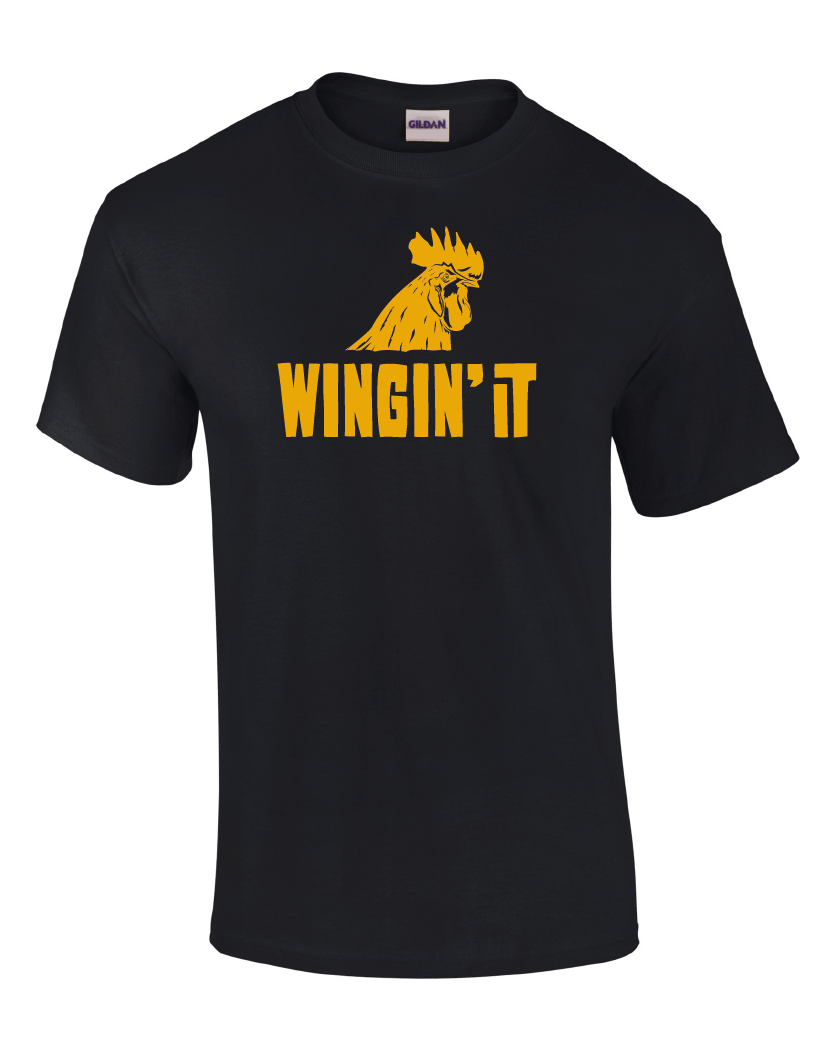 Zaks soft style Unisex black t-shirt with Ltd Edition "Wingin' It"